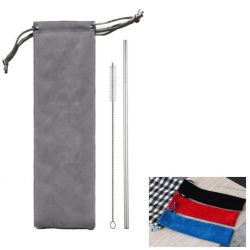 Stainless Steel Drink Straws With Pouch