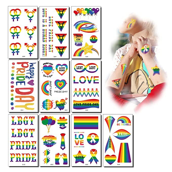 New Sparkling Pink Tattoo Patch Waterproof Love Competition Face Sticker  Rainbow Temporary Tattoos Sticker Size:120 * 75mm - AliExpress