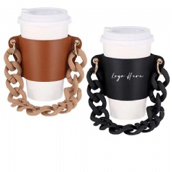 Leather Coffee Sleeve with Chain