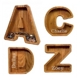 Custom Wooden Piggy Bank Letter A-Z