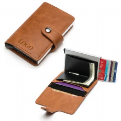 PU Leather Mini Wallet With Metal RFID