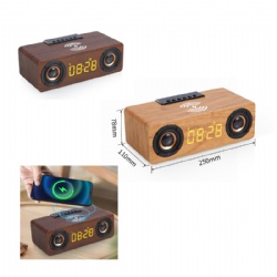 Wood Wireless Charger with Speaker & Alarm Clock