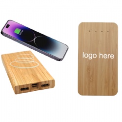 5000mAh Bamboo Power Bank With Wireless Charging