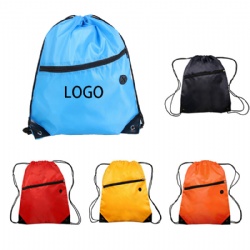 210D Polyester Drawstring Backpacks with Diagonal Zipper