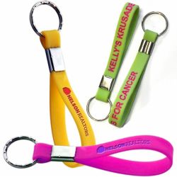 Debossed/colored-filled silicone wristband w/keychain
